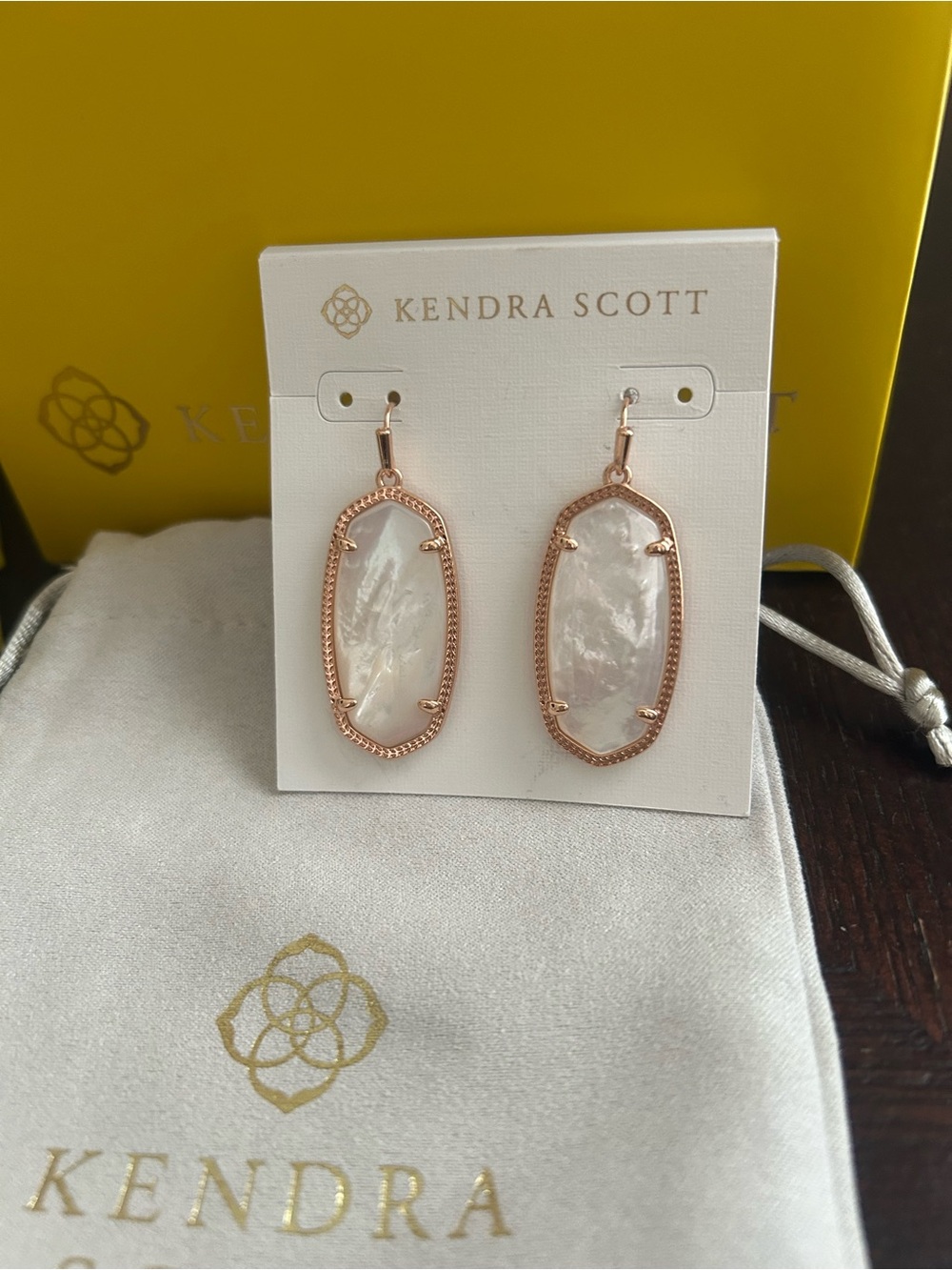 Kendra Scott Rose Gold Iridescent Oval Drop Earrings